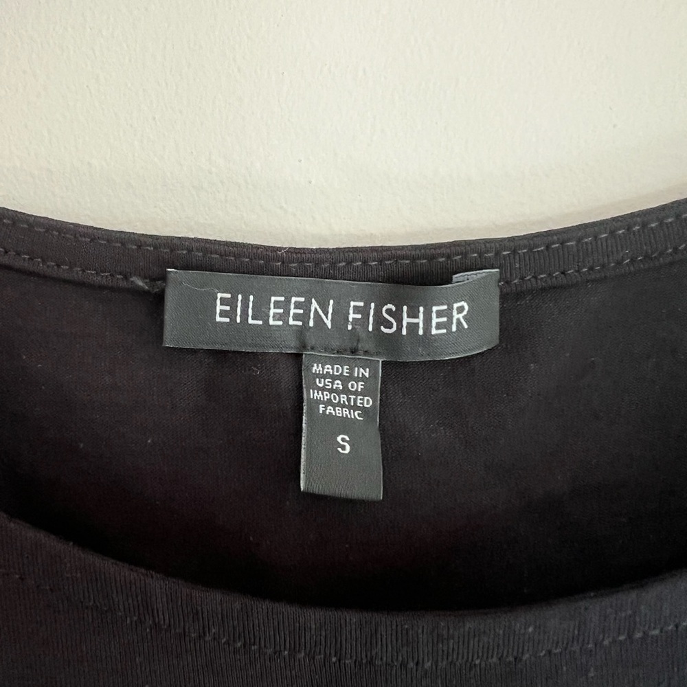 Eileen Fisher Sleeveless Asymmetrical Sleeveless Black Tunic Top, size S - Picture 6 of 9